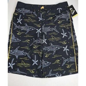 Boys Shark Wave Palm Print Swim Trunks Size 18 New